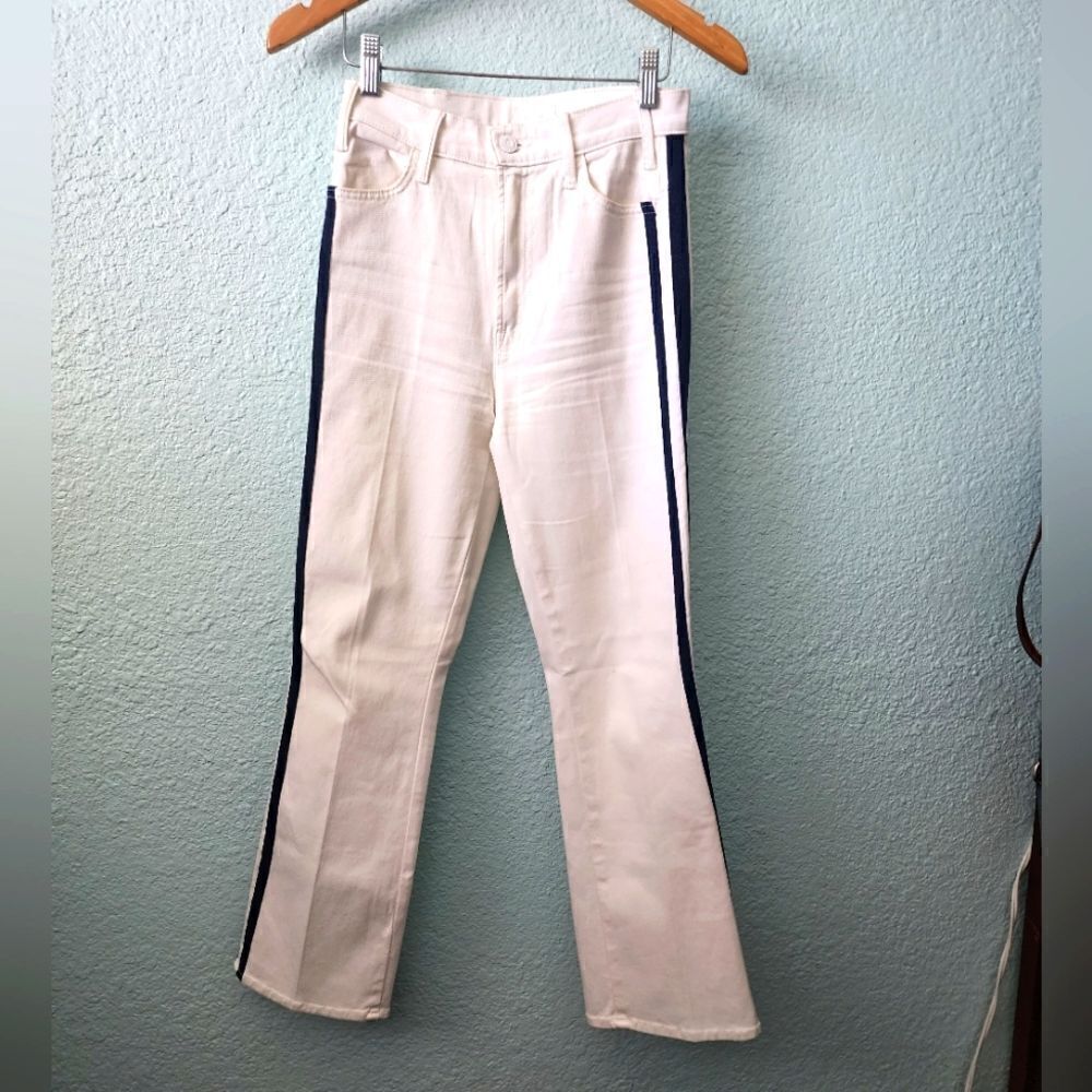 Mother Denim the Hustler ankle glass sleeper racer jeans white black - Picture 3 of 16